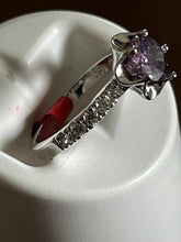 Load image into Gallery viewer, Amethyst Flower- Rhodium Plated -Ring