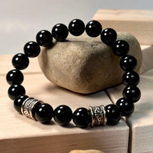 Load image into Gallery viewer, Black Onyx Bracelet with Trinity Knot-10mm (Unisex)