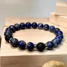 Load image into Gallery viewer, Lapis Lazuli & Lava Gemstone Mala Bracelet 10mm (Unisex)