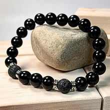 Load image into Gallery viewer, Onyx & Lava Gemstone Mala Bracelet 10mm (Unisex)