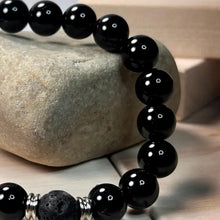 Load image into Gallery viewer, Onyx & Lava Gemstone Mala Bracelet 10mm (Unisex)