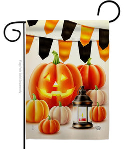Fall Garden Halloween Lantern Flag 13" x 18.5" Two-Side