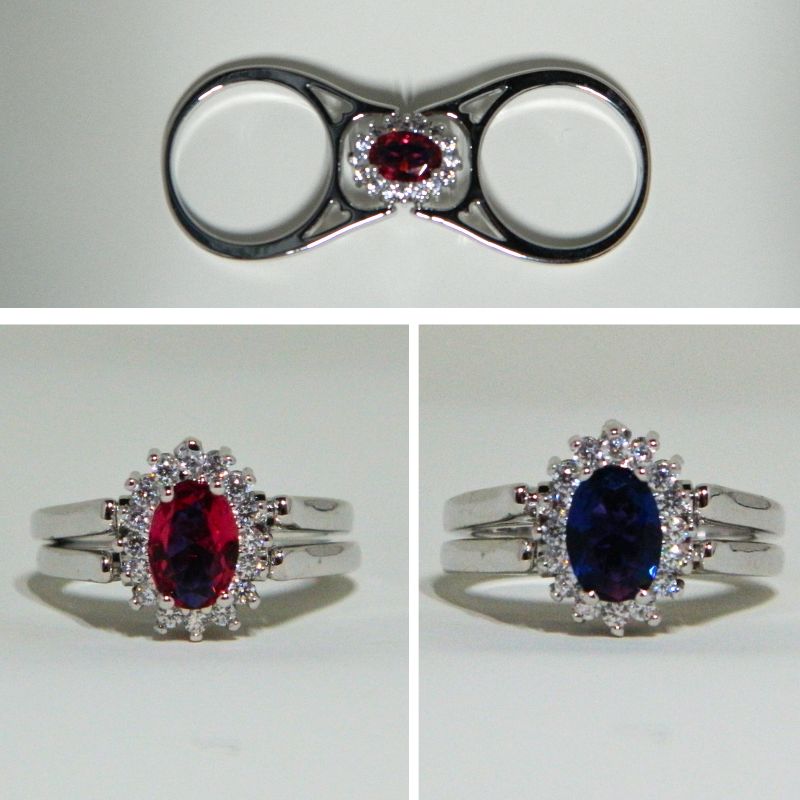 Reversible - Red or Blue Fashion Ring