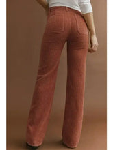 Load image into Gallery viewer, Corduroy High Waist Pocketed Pants-Brown

