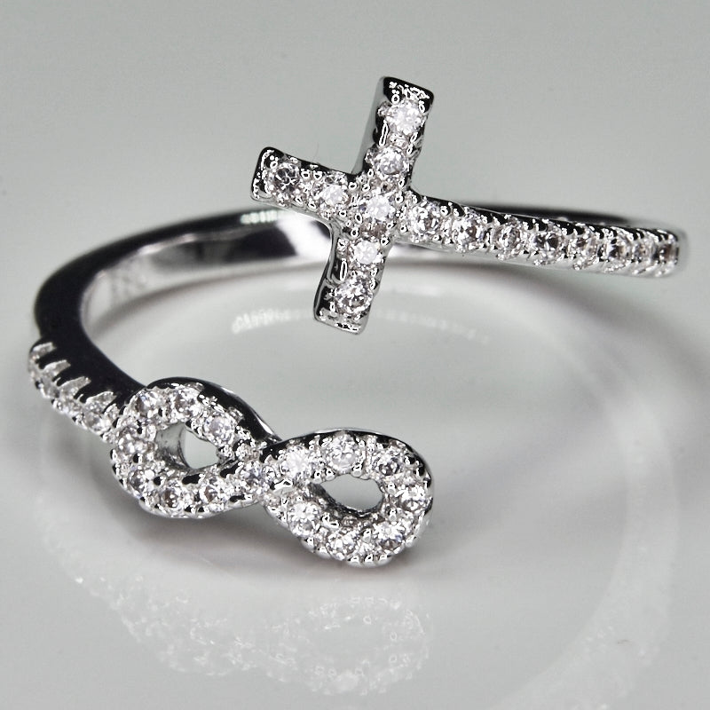 Open Side Cross Infinity Ring
