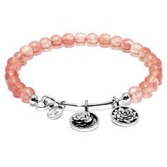 Chrysalis, Watermelon Roses, Rhodium Plated Expandable Bangle