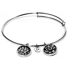 Chrysalis November "Chrysanthemum" Rhodium Plated Expandable Bangle Bracelet