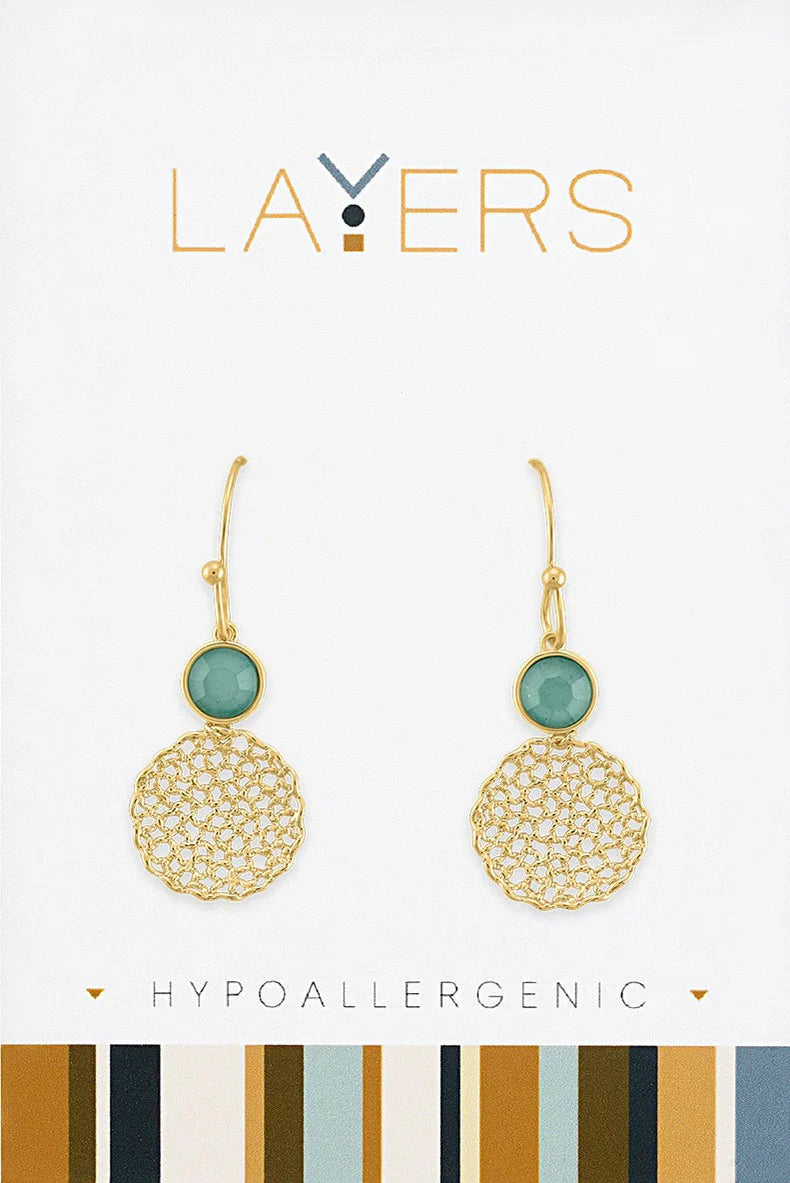 Layers Pacific Opal Mesh Earrings Gold