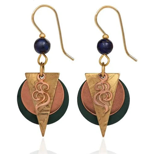 Silver Forest Gold, Copper,  & Green Dangle Earrings