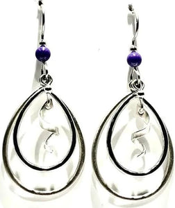 Silver Forest Silver & Purple Bead Dangle Earrings