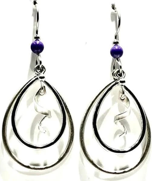 Silver Forest Silver & Purple Bead Dangle Earrings