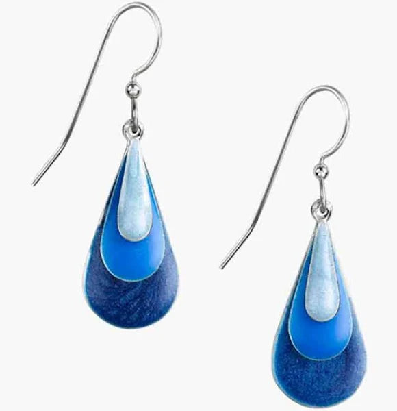 Silver Forest Multi-Blue Dangle Earrings