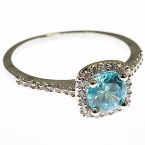 Aqua & CZ Fashion Ring