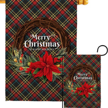 Load image into Gallery viewer, Poinsettia Wreath Wintertime Christmas Decor Flag

