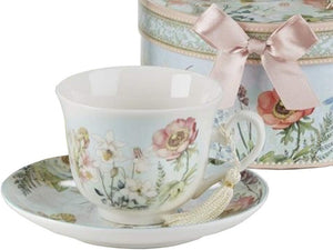 Porcelain Dragonfly Teacup & Saucer Set