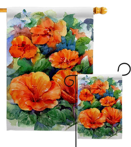 Red Hibiscus Garden Floral Flag 13" x 18.5"
