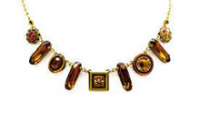 Load image into Gallery viewer, &quot;LA DOLCE VITA&quot; Oblong Smokey Amber Antique Gold Necklace
