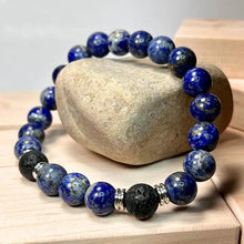 Load image into Gallery viewer, Lapis Lazuli &amp; Lava Gemstone Mala Bracelet 10mm (Unisex)

