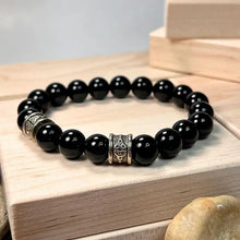 Load image into Gallery viewer, Black Onyx Bracelet with Trinity Knot-10mm (Unisex)
