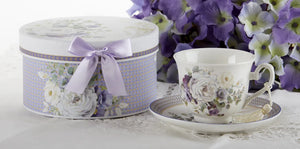 Purple Elegance Teacup & Saucer Set