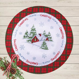 Home for Christmas Braided  14.5" Round Placemats (Sold in Sets of 2)