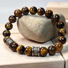 Load image into Gallery viewer, Tiger&#39;s Eye Bracelet with Trinity Knot 10mm (Unisex)
