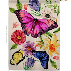 Watercolor Butterflies Garden Flag 13" x 18.5"