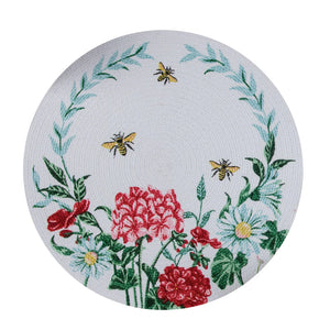 Blossoms & Bees 14.5" Braided Round Placemats (Sold in Sets of 2)