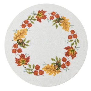 Autumn Leaves Braided 14.5" Round Placemat (Sold in Sets of 2)