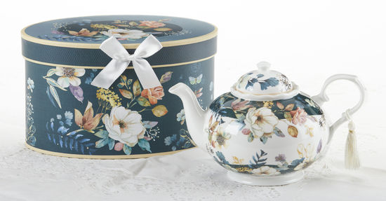 Porcelain Tea Pot, English Camellia 9.5 x 5.6