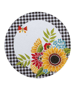 Sunflower Charm Braided 14.5" Round Placemats (Sold in Sets of 2)
