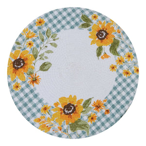 Sunflowers Forever Braided 14.5" Round Placemats (Sold in Sets of 2)